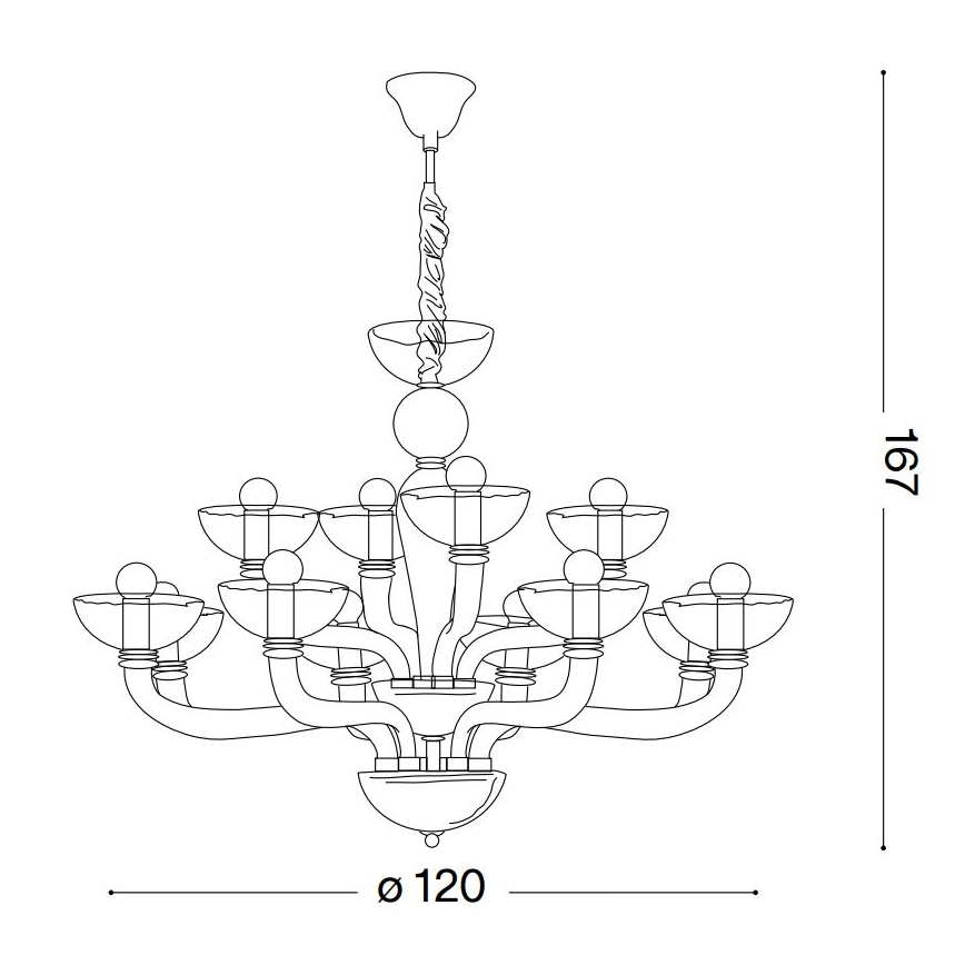Ideal Lux - Luster na lancu CASANOVA 16xE14/40W/230V pr. 120 cm prozirna