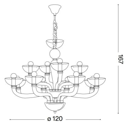 Ideal Lux - Luster na lancu CASANOVA 16xE14/40W/230V pr. 120 cm siva