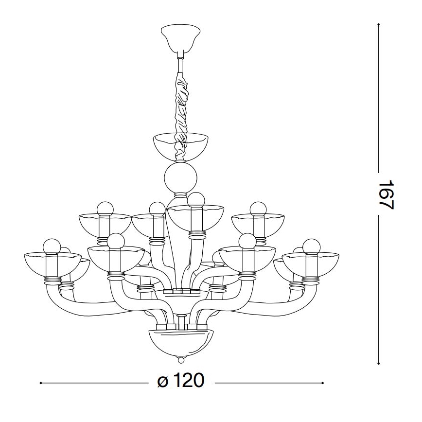 Ideal Lux - Luster na lancu CASANOVA 16xE14/40W/230V pr. 120 cm siva