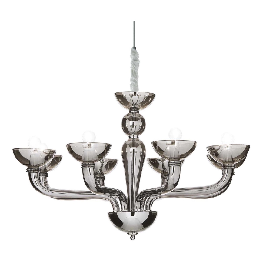 Ideal Lux - Luster na lancu CASANOVA 8xE14/40W/230V pr. 88 cm siva