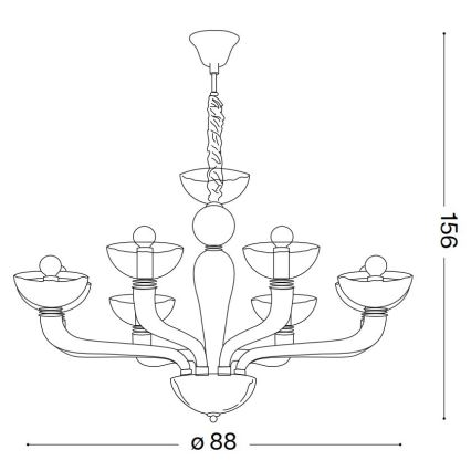 Ideal Lux - Luster na lancu CASANOVA 8xE14/40W/230V pr. 88 cm siva
