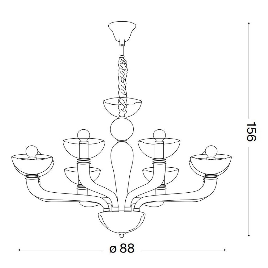 Ideal Lux - Luster na lancu CASANOVA 8xE14/40W/230V pr. 88 cm siva