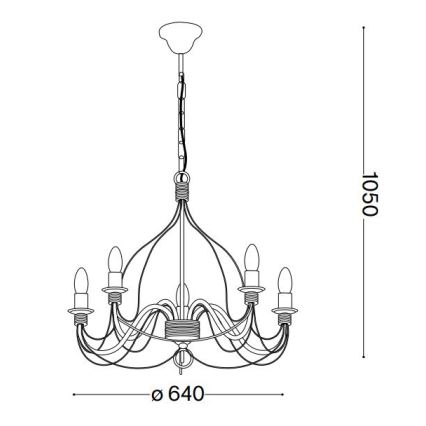 Ideal Lux - Luster na lancu CORTE 5xE14/40W/230V pr. 54 cm bakar