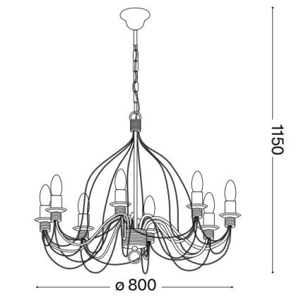 Ideal Lux - Luster na lancu CORTE 8xE14/40W/230V pr. 80 cm bakar