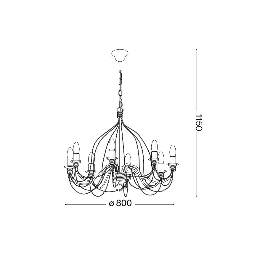 Ideal Lux - Luster na lancu CORTE 8xE14/40W/230V pr. 80 cm bakar