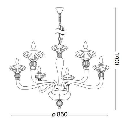 Ideal Lux - Luster na lancu DANIELI 6xE14/40W/230V pr. 85 cm mesing