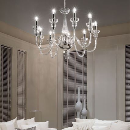 Ideal Lux - Luster na lancu DOGE 9xE14/40W/230V pr. 75 cm sjajni krom