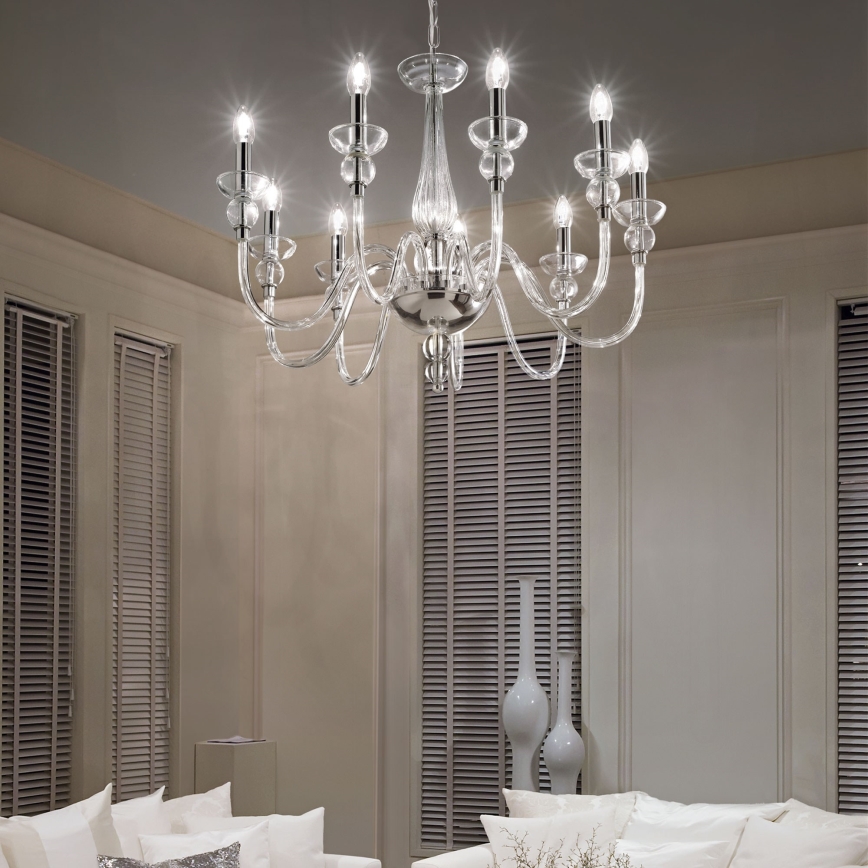 Ideal Lux - Luster na lancu DOGE 9xE14/40W/230V pr. 75 cm sjajni krom