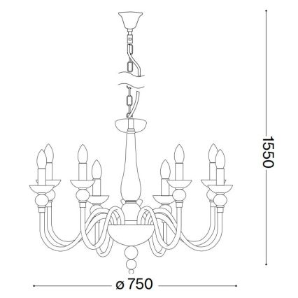 Ideal Lux - Luster na lancu DOGE 9xE14/40W/230V pr. 75 cm sjajni krom