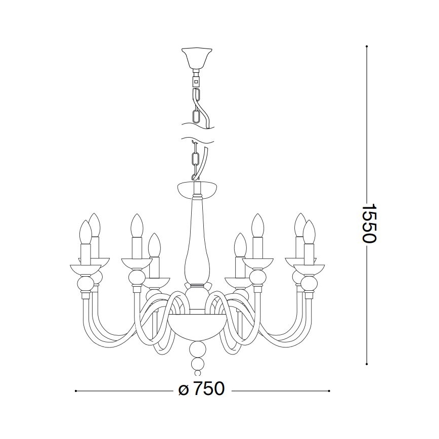 Ideal Lux - Luster na lancu DOGE 9xE14/40W/230V pr. 75 cm sjajni krom