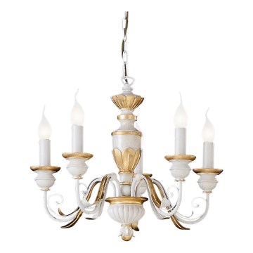 Ideal Lux - Luster na lancu FIRENZE 5xE14/40W/230V pr. 55 cm bijela/zlatna