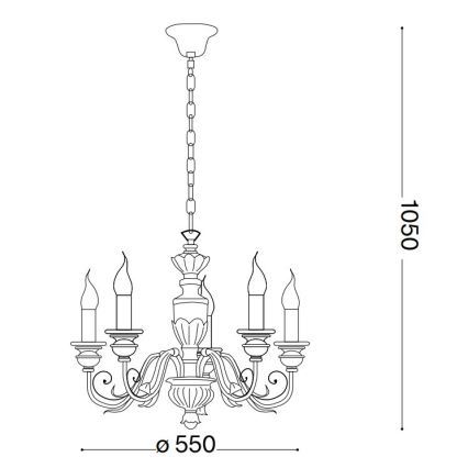 Ideal Lux - Luster na lancu FIRENZE 5xE14/40W/230V pr. 55 cm bijela/zlatna