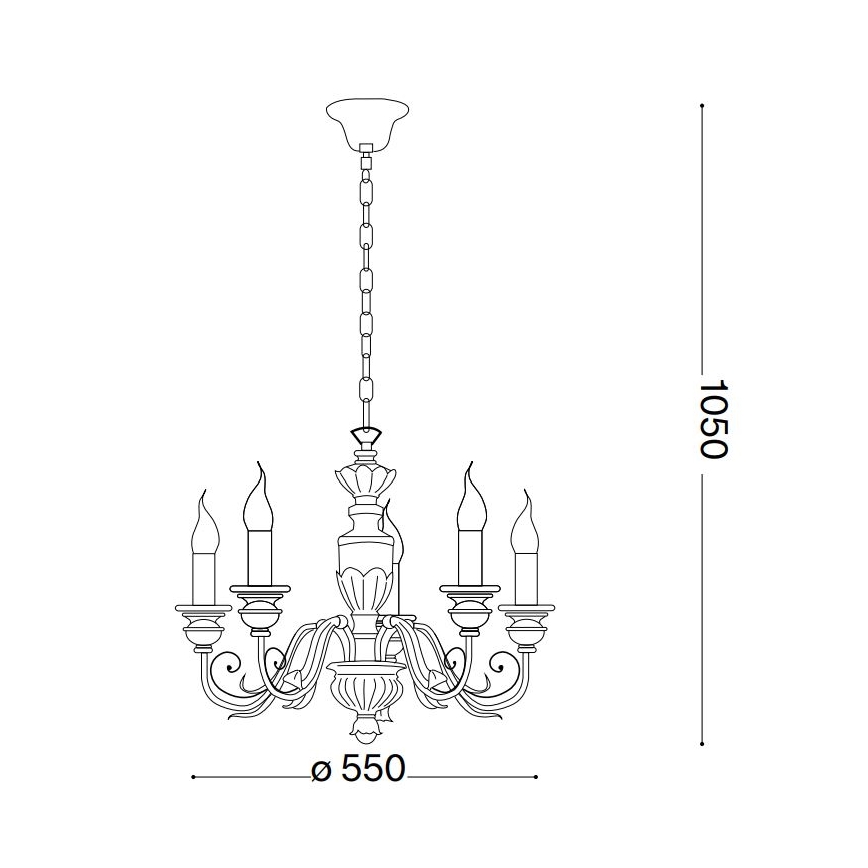 Ideal Lux - Luster na lancu FIRENZE 5xE14/40W/230V pr. 55 cm bijela/zlatna