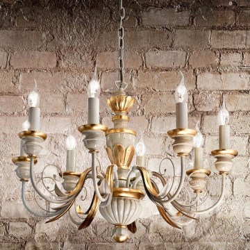 Ideal Lux - Luster na lancu FIRENZE 8xE14/40W/230V pr. 64 cm bijela/zlatna