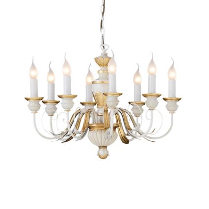 Ideal Lux - Luster na lancu FIRENZE 8xE14/40W/230V pr. 64 cm bijela/zlatna