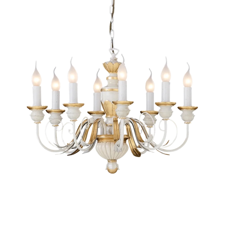 Ideal Lux - Luster na lancu FIRENZE 8xE14/40W/230V pr. 64 cm bijela/zlatna