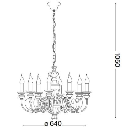 Ideal Lux - Luster na lancu FIRENZE 8xE14/40W/230V pr. 64 cm bijela/zlatna