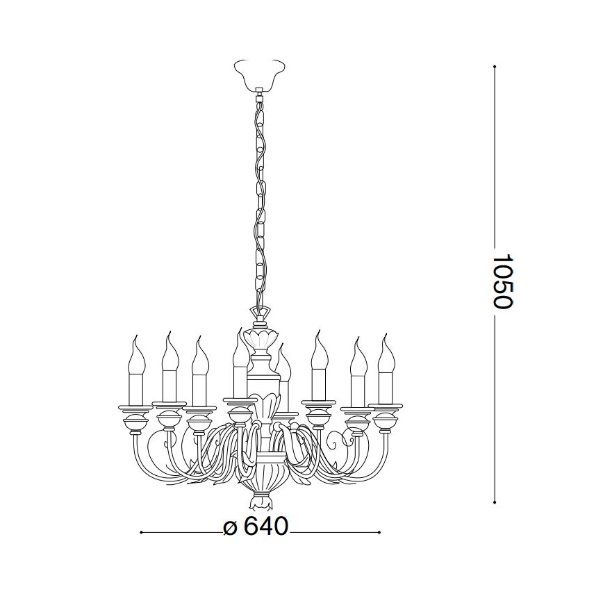 Ideal Lux - Luster na lancu FIRENZE 8xE14/40W/230V pr. 64 cm bijela/zlatna