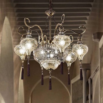 Ideal Lux - Luster na lancu HAREM 9xE27/60W/230V pr. 75 cm mesing