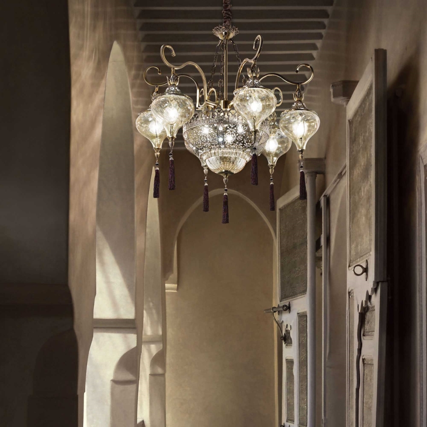 Ideal Lux - Luster na lancu HAREM 9xE27/60W/230V pr. 75 cm mesing