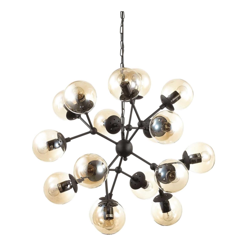 Ideal Lux - Luster na lancu KEPLER 18xE27/42W/230V pr. 69 cm crna/dimna