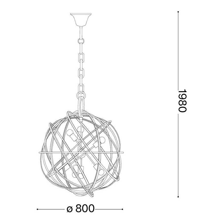 Ideal Lux - Luster na lancu KONSE 7xE27/60W/230V Ø 80 cm zlatna