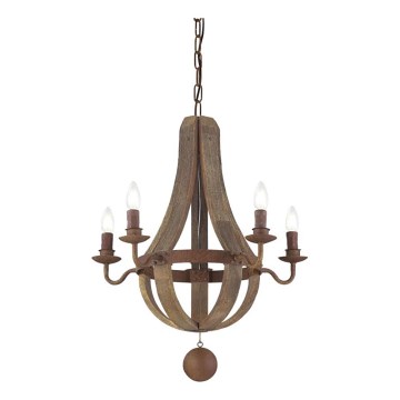 Ideal Lux - Luster na lancu MILLENNIUM 5xE14/40W/230V pr. 52 cm breza/smeđa