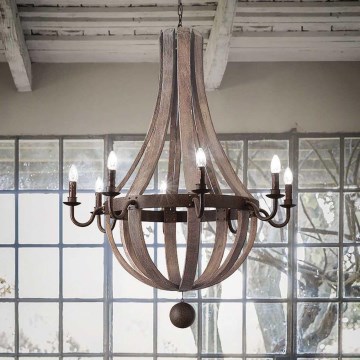 Ideal Lux - Luster na lancu MILLENNIUM 8xE14/40W/230V pr. 92 cm breza/smeđa