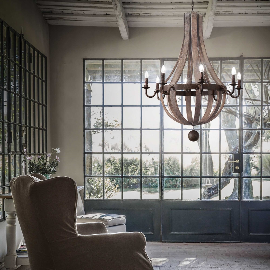 Ideal Lux - Luster na lancu MILLENNIUM 8xE14/40W/230V pr. 92 cm breza/smeđa