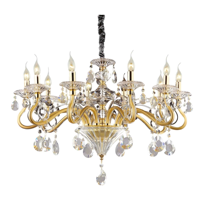 Ideal Lux - Kristalni luster na lancu NEGRESCO 10xE14/28W/230V pr. 85 cm zlatna