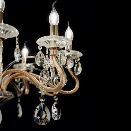 Ideal Lux - Kristalni luster na lancu NEGRESCO 10xE14/28W/230V pr. 85 cm zlatna