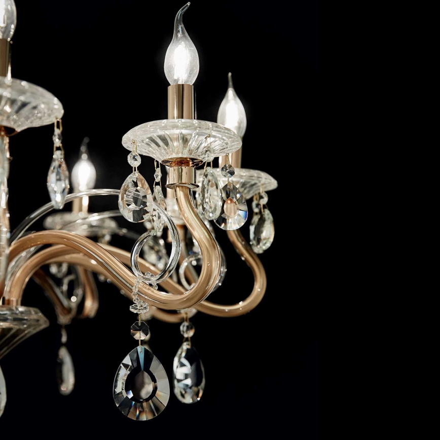 Ideal Lux - Kristalni luster na lancu NEGRESCO 10xE14/28W/230V pr. 85 cm zlatna