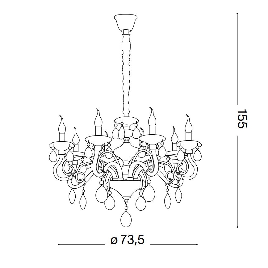 Ideal Lux - Kristalni luster na lancu NEGRESCO 8xE14/28W/230V pr. 73,5 cm zlatna