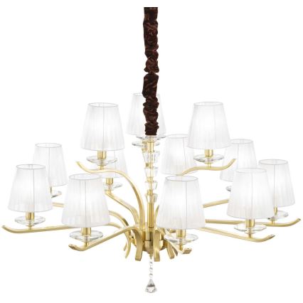 Ideal Lux - Kristalni luster na lancu PEGASO 12xE14/28W/230V pr. 102 cm zlatna