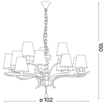 Ideal Lux - Kristalni luster na lancu PEGASO 12xE14/28W/230V pr. 102 cm zlatna