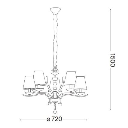Ideal Lux - Kristalni luster na lancu PEGASO 5xE14/28W/230V pr. 72 cm zlatna