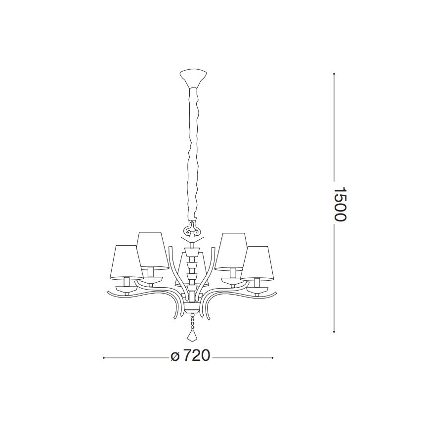 Ideal Lux - Kristalni luster na lancu PEGASO 5xE14/28W/230V pr. 72 cm zlatna