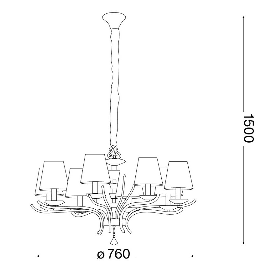 Ideal Lux - Kristalni luster na lancu PEGASO 8xE14/28W/230V pr. 76 cm sjajni krom