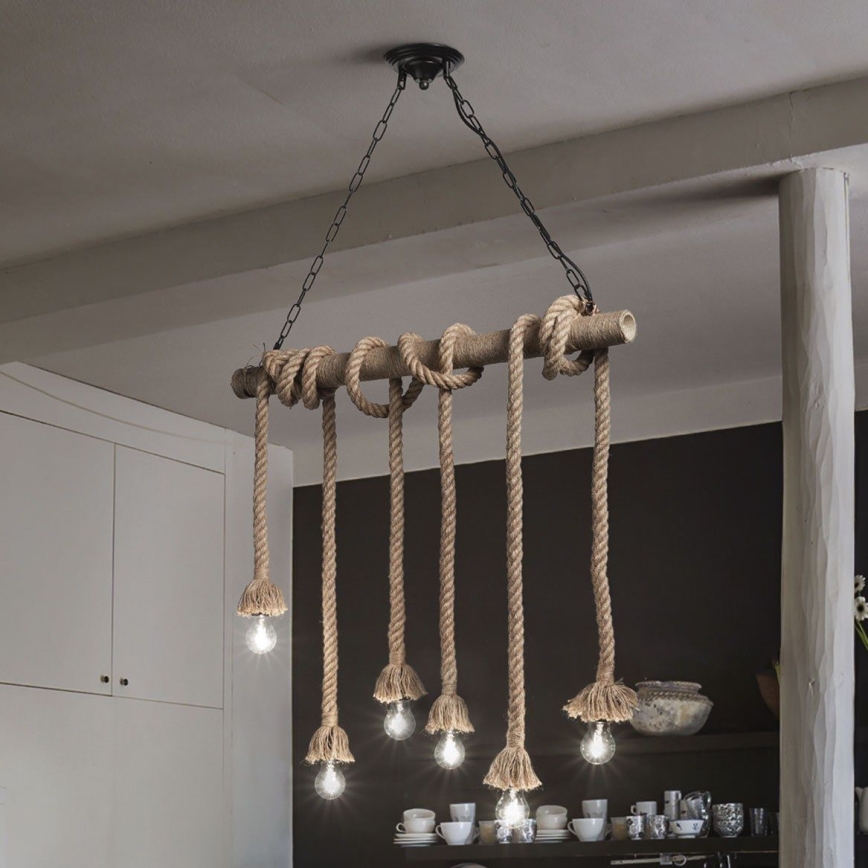 Ideal Lux - Luster na sajli CANAPA 6xE27/15W/230V smeđa