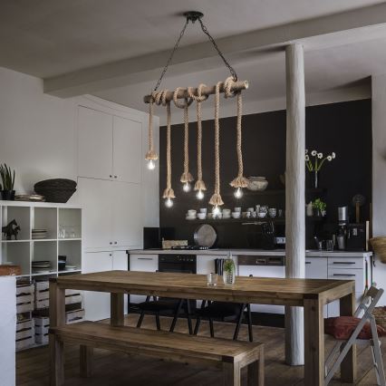 Ideal Lux - Luster na sajli CANAPA 6xE27/15W/230V smeđa