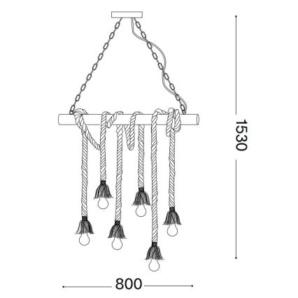 Ideal Lux - Luster na sajli CANAPA 6xE27/15W/230V smeđa