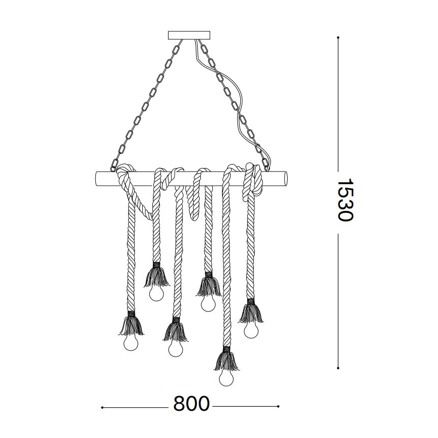 Ideal Lux - Luster na sajli CANAPA 6xE27/15W/230V smeđa