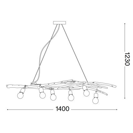 Ideal Lux - Luster na sajli DRIFTWOOD 6xE27/60W/230V guava