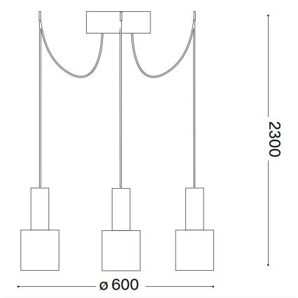 Ideal Lux - Luster na sajli HOLLY 3xE27/60W/230V pauk crna