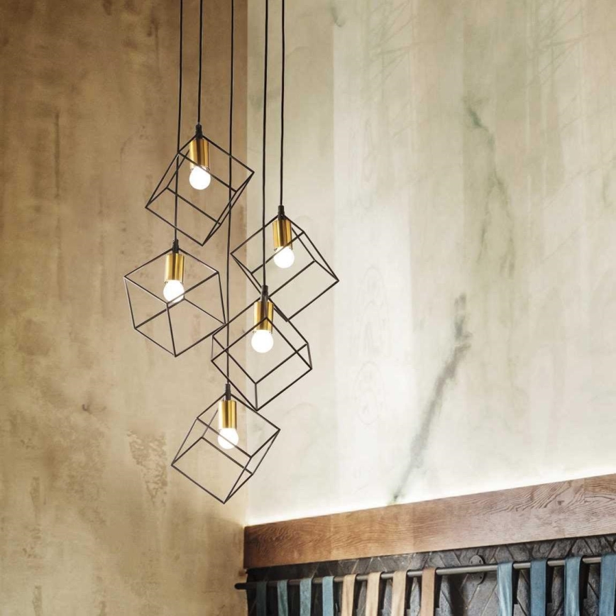 Ideal Lux - Luster na sajli ICE 5xE27/60W/230V pr. 50 cm crna