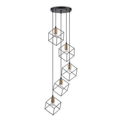 Ideal Lux - Luster na sajli ICE 5xE27/60W/230V pr. 50 cm crna