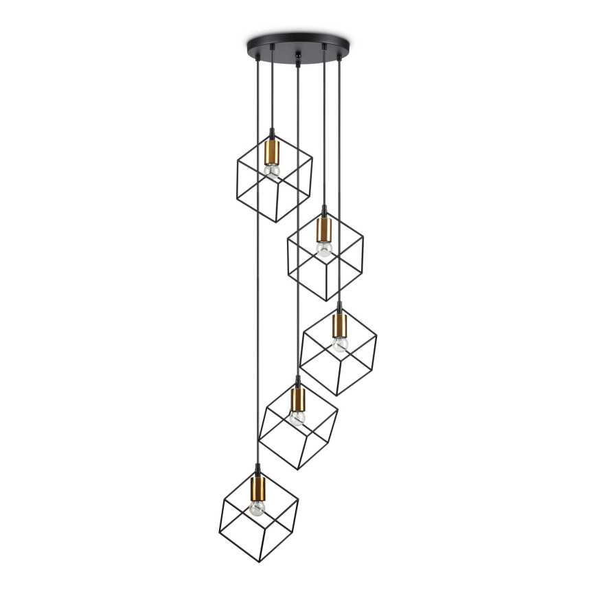Ideal Lux - Luster na sajli ICE 5xE27/60W/230V pr. 50 cm crna