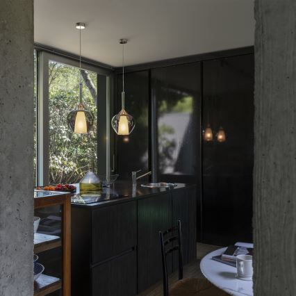 Ideal Lux - Luster na sajli KALIQUE 1xE27/42W/230V Ø 18 cm dimljena crna