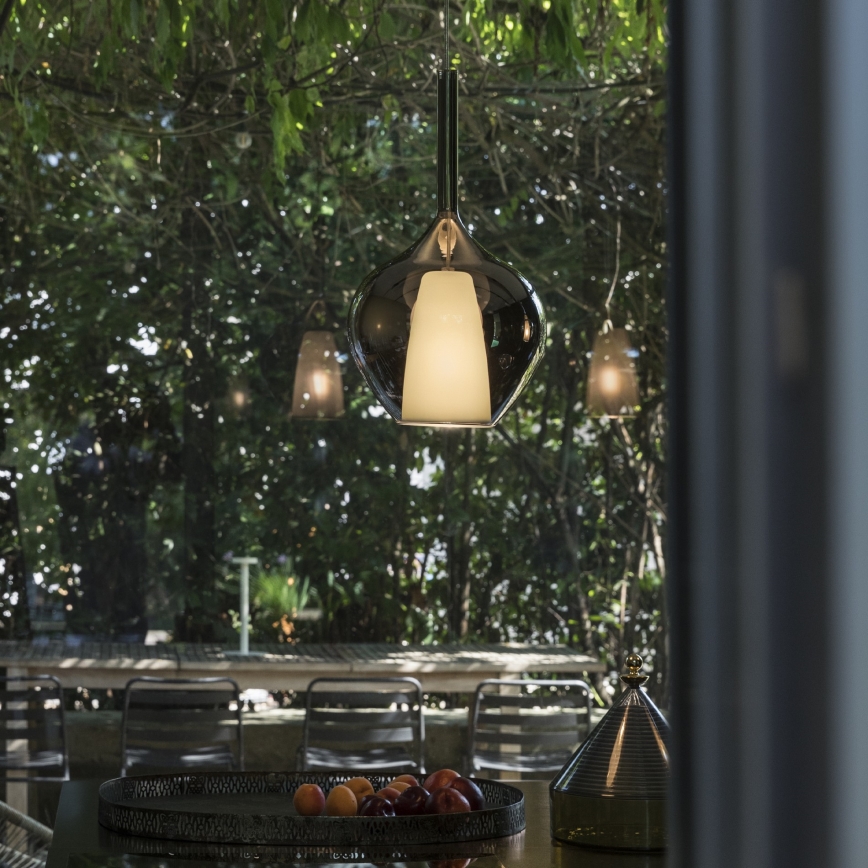 Ideal Lux - Luster na sajli KALIQUE 1xE27/42W/230V Ø 18 cm dimljena crna