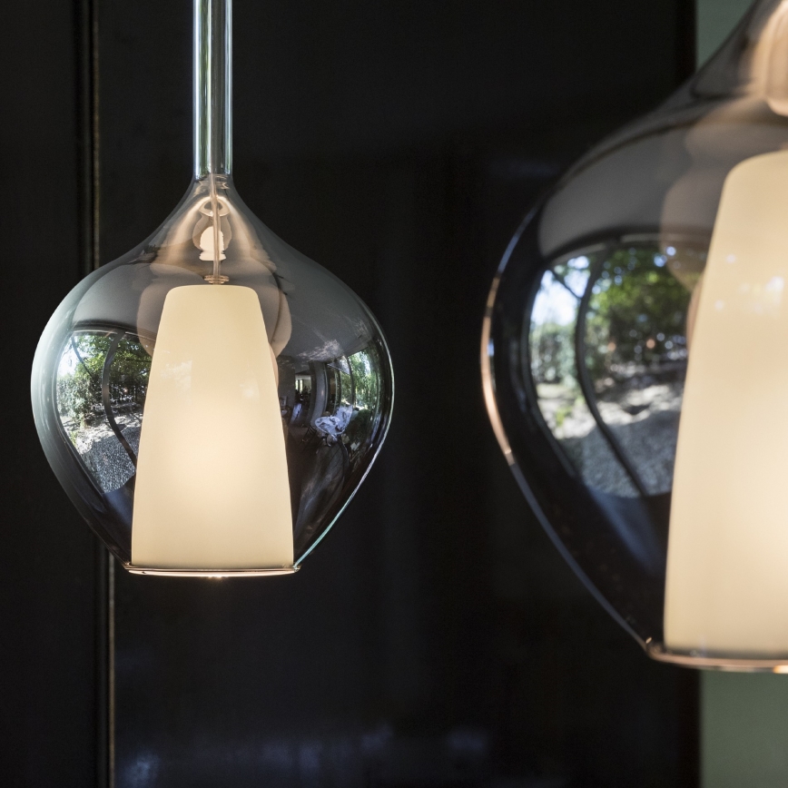 Ideal Lux - Luster na sajli KALIQUE 1xE27/42W/230V Ø 18 cm dimljena crna